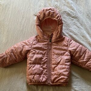 Reversible north face puffer jacket pink